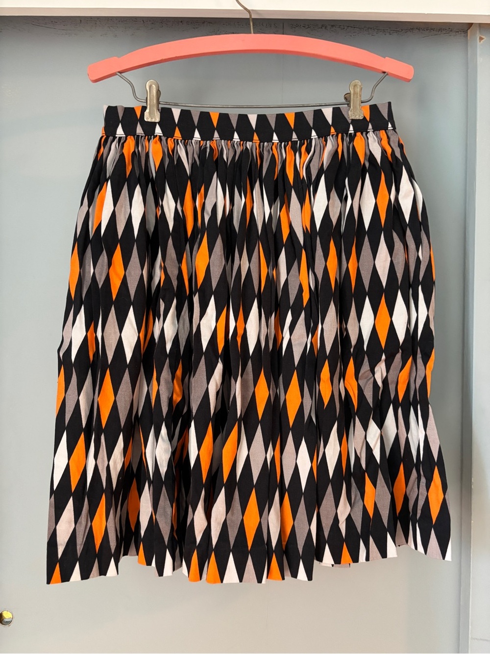 Pinup Couture Halloween Black, Orange & White Harlequin Jenny Skirt